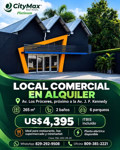 LOCAL COMERCIAL EN ALQUILER EN AV. LOS PRÓCERES – 265 M²