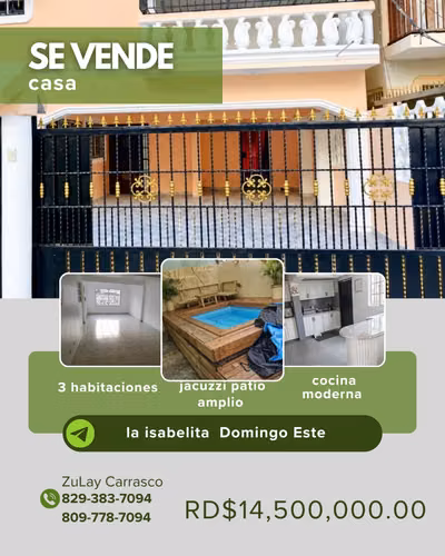 CASA EN VENTA – RESIDENCIAL LAS GAVIOTAS III  La Isabelita, Santo Domingo Este  