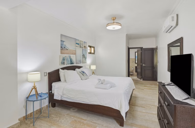 Hermoso apartamento de 95 m², amueblado, 2 hab. y 2 baños en Sosúa. 2 piscinas, seguridad 24/7. ¡5 minutos de la playa!