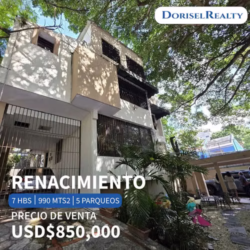 VENTA DE ESPACIOSA CASA EN LO MEJOR DEL SECTOR RENACIMIENTO