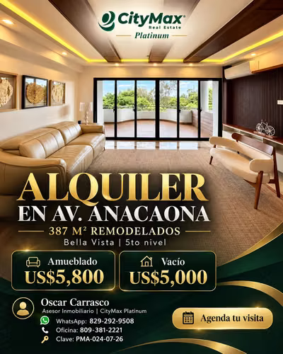 Apartamento en alquiler en av. Anacaona, santo Domingo - Imagen 1