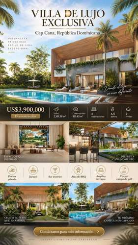 Venta de villa de lujo con vista al golf, piscina y jacuzzi en Cap Cana - Imagen 9