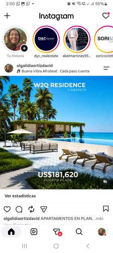 Apartamentos en plano primera línea de playa CabareteW2Q