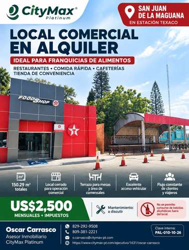 Local en alquiler en San Juan de la Maguana.