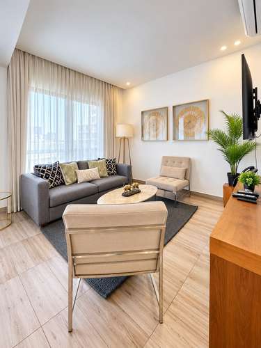 Se renta amplio apartamento amueblado de 1 habitación en torre exclusiva de concepto moderno en Piantini - Imagen 3