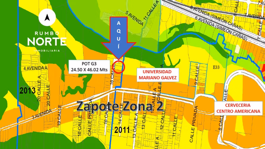 TERRENO 24 x 46 Mts. ZONA 2 EL ZAPOTE