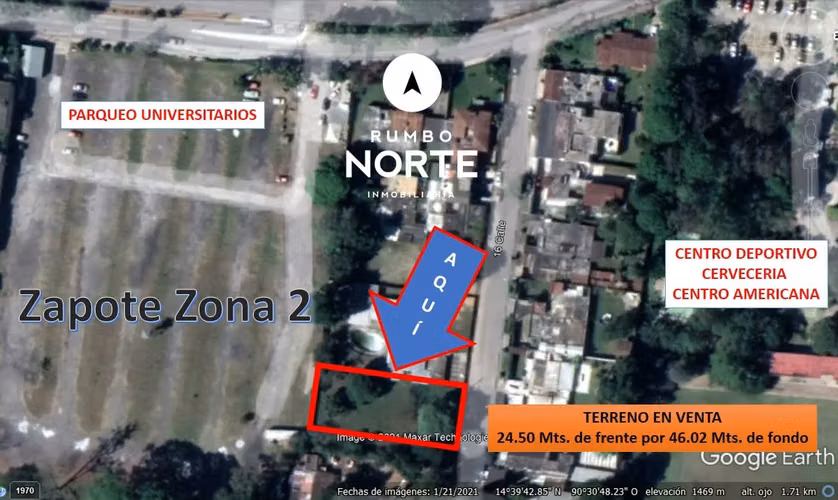 TERRENO 24 x 46 Mts. ZONA 2 EL ZAPOTE