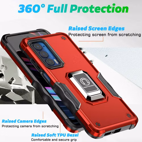 Estuche antigolpes con soporte y anillo magnético para teléfonos Motorola G200 5G