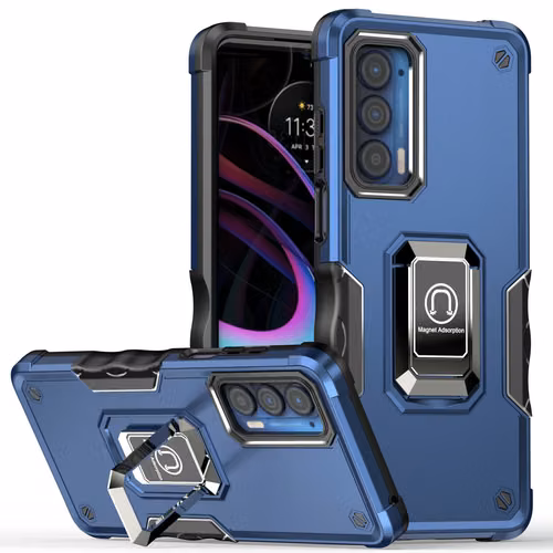 Estuche antigolpes con soporte y anillo magnético para teléfonos Motorola G200 5G