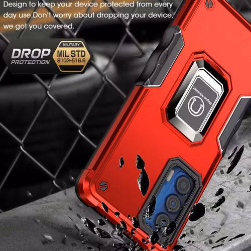 Estuche antigolpes con soporte y anillo magnético para teléfonos Motorola G200 5G