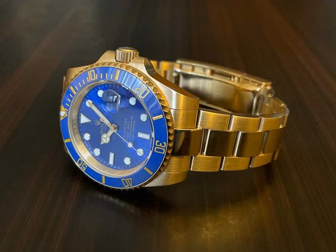 Rolex Submariner Azul con pulsera full Oro!