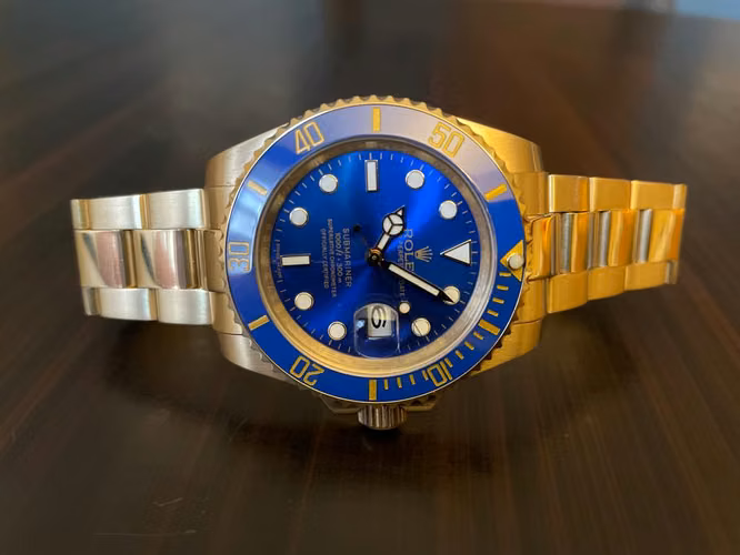Rolex Submariner Azul con pulsera full Oro!