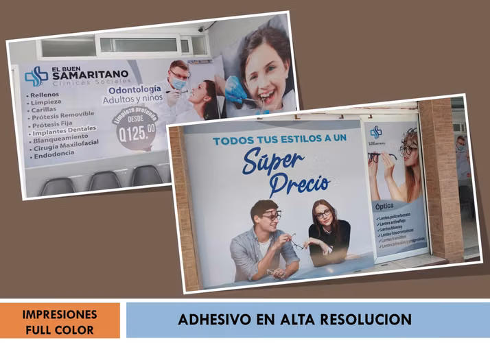 High resolution adhesive, large format prints