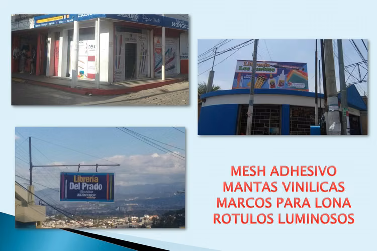 Mesh adhesivo, , rotulos luminosos, estructuras metalicas