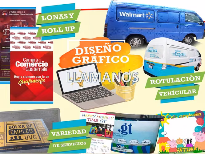 Marcos para selfie, gráficas de piso, rotulaciones vehiculares