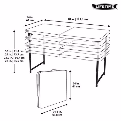 Mesa Plegable de 1.22cm de Largo marca Lifetime, Nueva y Sellada!