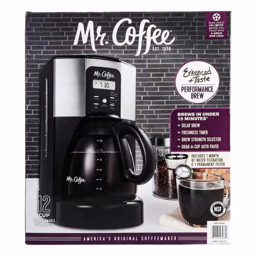 Cafetera de 12 Tazas marca Mr. Coffee, Nuevo y Sellado!