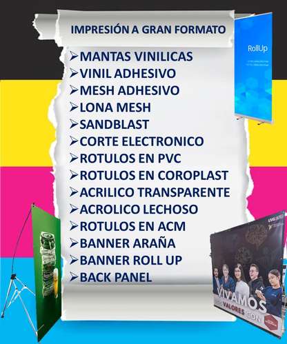 Banner, roll up, back panel, mantas vinilicas, rotulaciones