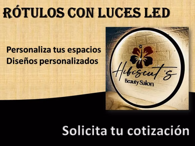 Rótulos luminosos, acrílicos, vinil de corte, luces led