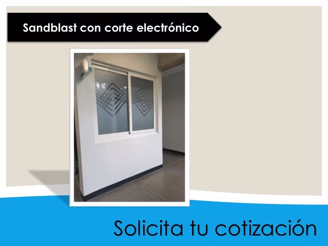 Corte electrónico, sandblast, impresión en lona y adhesivo