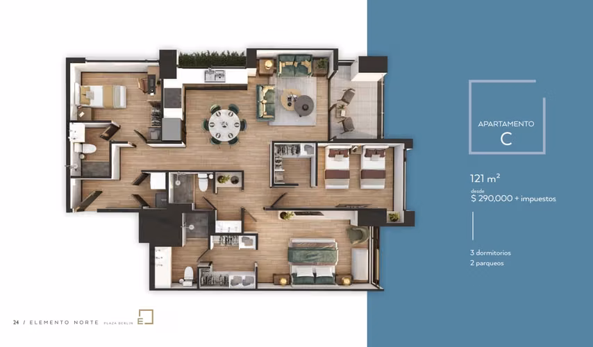 Elemento Norte Plaza Berlín | Zona 13 | Apartamentos nuevos de 3 habitaciones - Imagen 13