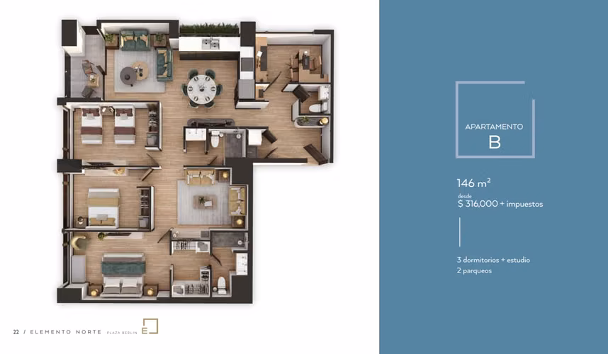 Elemento Norte Plaza Berlín | Zona 13 | Apartamentos nuevos de 3 habitaciones - Imagen 15