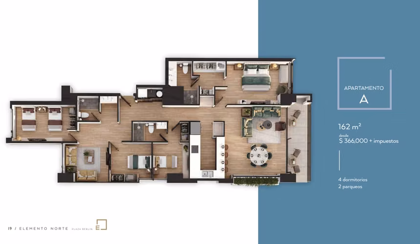 Elemento Norte Plaza Berlín | Zona 13 | Apartamentos nuevos de 4 habitaciones