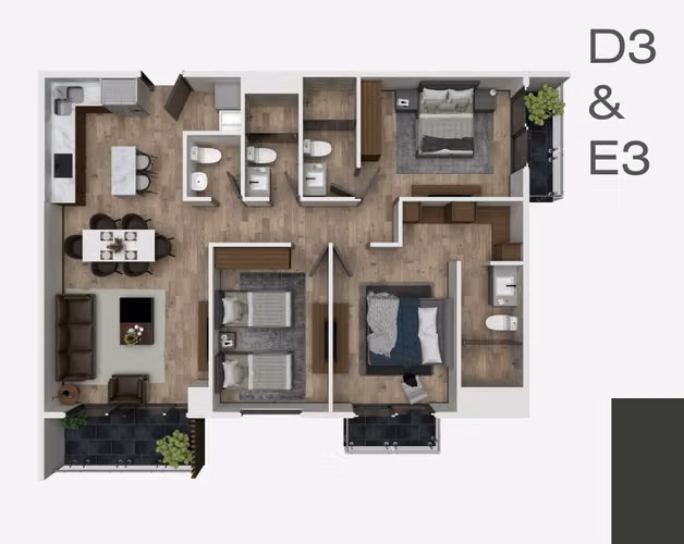 Apartamentos nuevos de 3 Hab en Athenea15 VHII Zona 15 | Opcion con terrazas y jardin