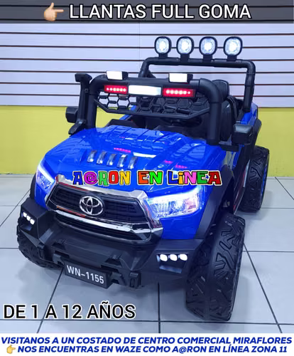 TOYOTA 4x4 CON LLANTAS DE GOMA PARA 2 NIÑOS GRANDES