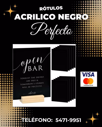 Menús de acrílico negro para mesas