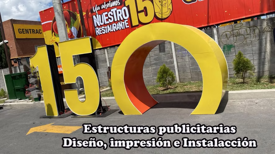 Montaje, estructuras publicitarias, PVC, impresiones a gran formato