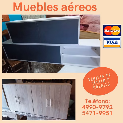 Muebles aéreos para cocina y televisores