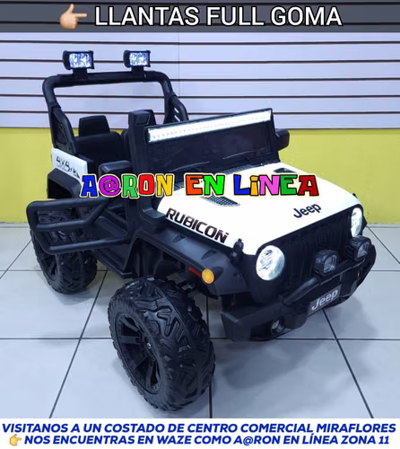 JEEP RUBICÓN 4x4 CON LLANTAS DE GOMA Y ENCENDIDO CON LLAVE PARA NIÑOS