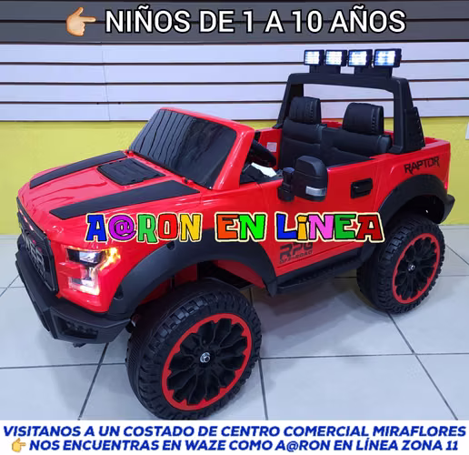 PICK UP FORD RAPTOR 4x4 CON LLANTAS DE GOMA PARA 2 NIÑOS