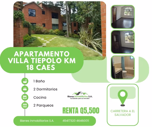 APARTAMENTO EN RENTA EN CONDOMINIO VILLA TIEPOLO KM 18 CAES