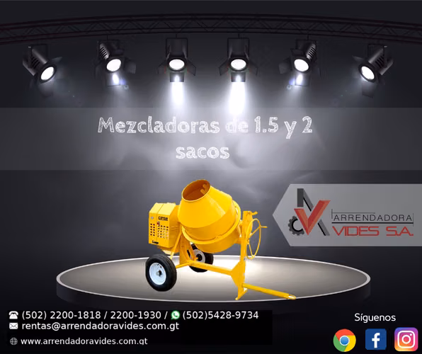 Arrendamiento de Concreteras o mezcladora de concreto