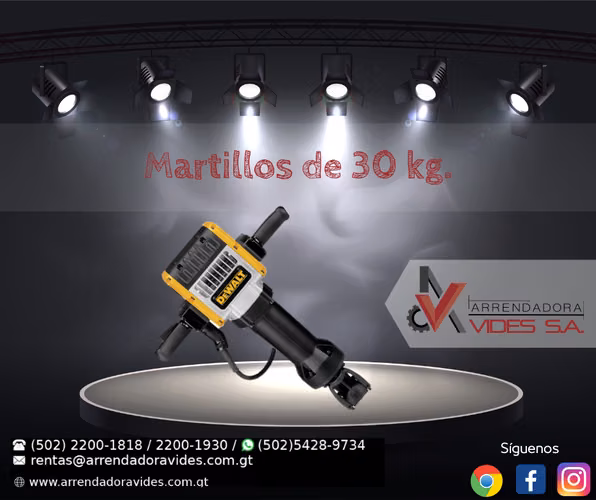 Arrendamiento de Martillos rompepavimento de 30 kg