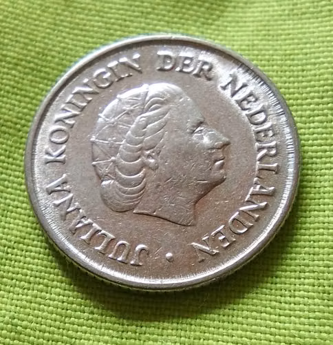 1958 JULIANA KONINGIN DER NEDERLANDEN 25 CENT HOLANDA MONEDA, ERROR