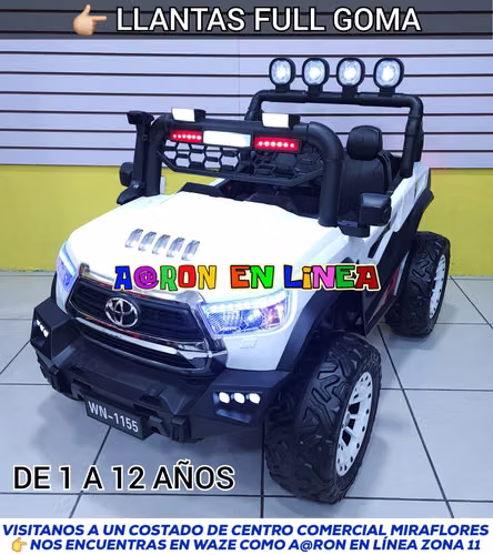 TOYOTA 4x4 CON LLANTAS DE GOMA PARA 2 NIÑOS GRANDES