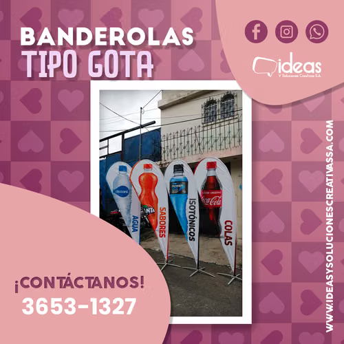 BANDEROLAS TIPO GOTA PERSONALIZADAS