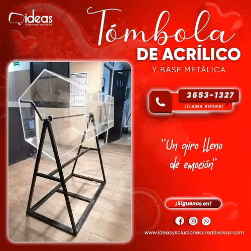  TÓMBOLAS DE ACRÍLICO CON BASE METÁLICA 