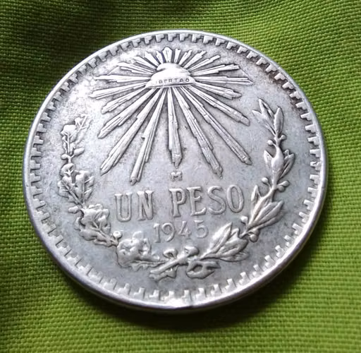 LIBERTAD 1945 M UN PESO RESPLANDOR MÉXICO MONEDA ANTIGUA PLATA