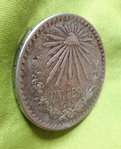 LIBERTAD 1945 M UN PESO RESPLANDOR MÉXICO MONEDA ANTIGUA PLATA - Imagen 4