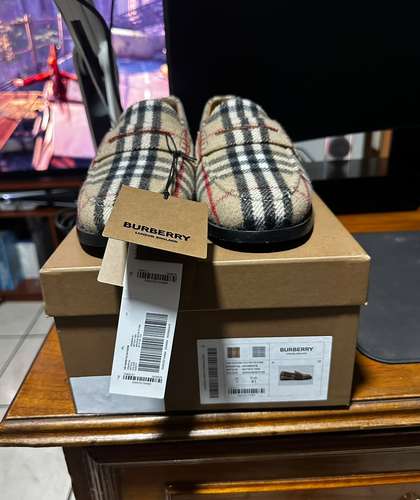 Burberry - Check Wool - Felt Loafers - Originales - Nuevos - 