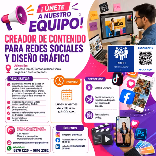 Community Manager y Diseñador Gráfico  Creador de Contenido Digital