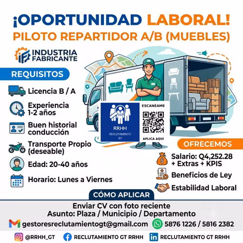Si eres piloto en Mixco, esta oportunidad te interesa!.