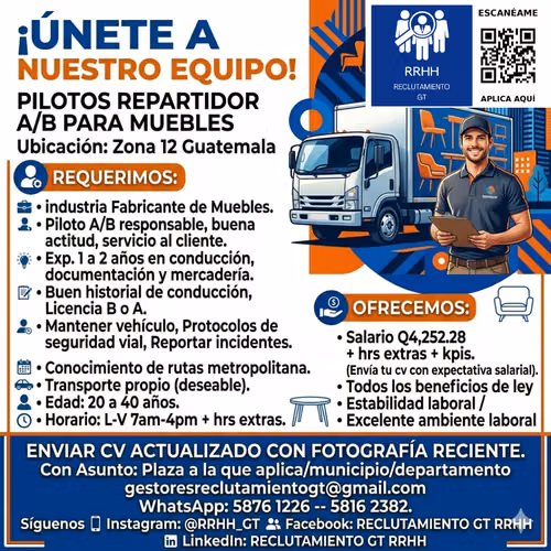 ¡Oportunidad de crecimiento! Piloto para rutas en Mixco.