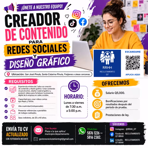 ¡Gran plaza para Diseñador Gráfico y Community Manager!  Diseñador grafico