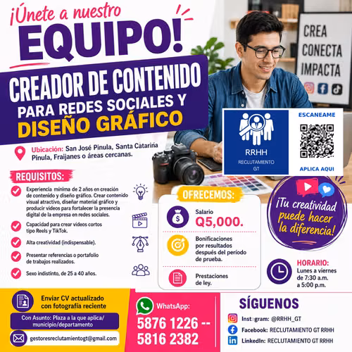 ¿Dominas la creación de contenido? ¡Postúlate hoy mismo! Diseñador grafico  Community Manager