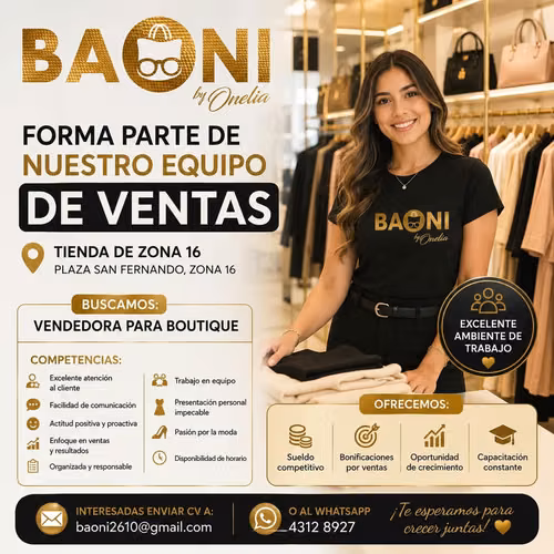 Asesora de ventas para boutique